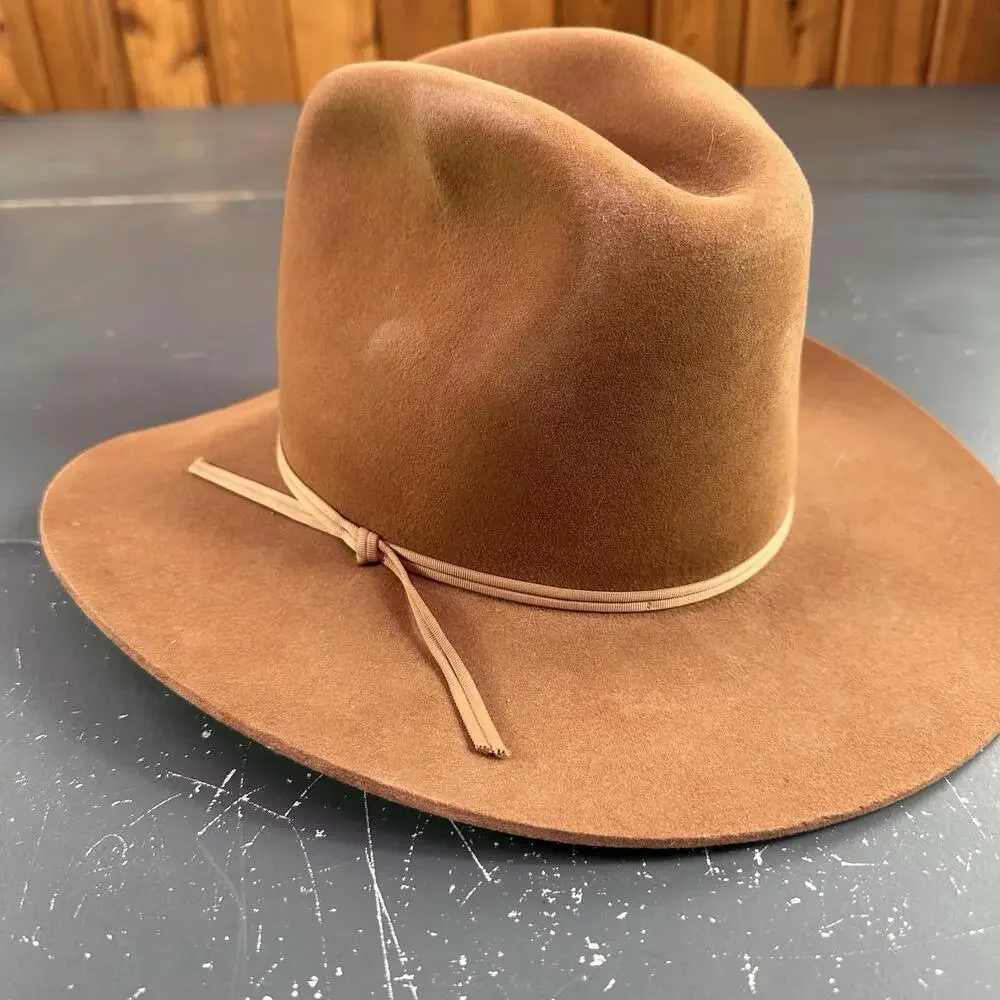 VTG Resistol Cowboy Hat Youth 6 5/8 Tan Rust Colored Wool Felt Made in USA - Picture 2 of 10